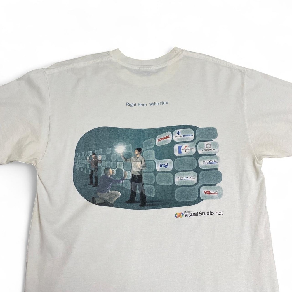 y2k microsoft visual studio .net white t-shirt Tech promo graphic
